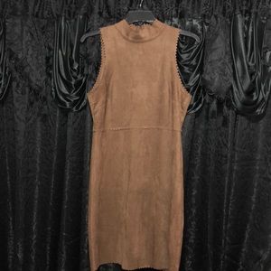 BROWN SUEDE BODYCON DRESS